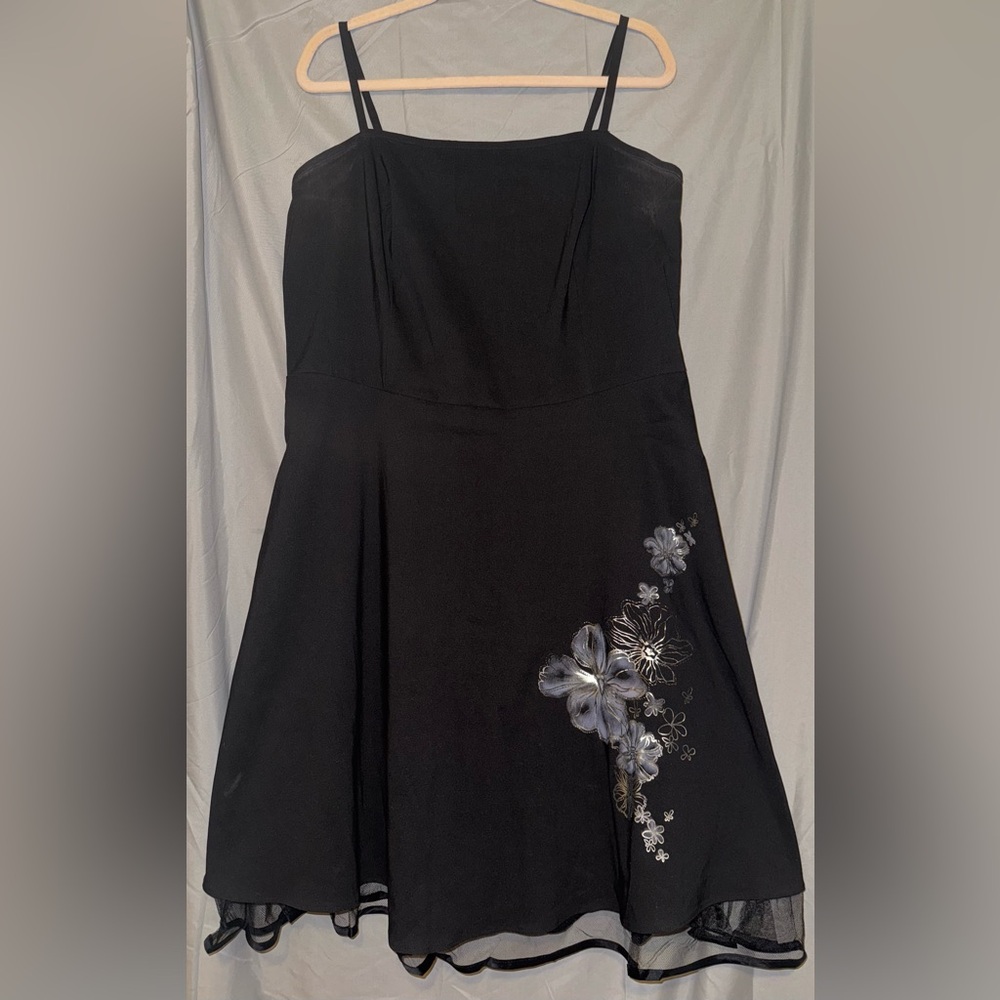 Pulse Black Strapless Dress with Silver Floral Accents